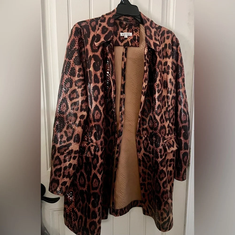 Adore coat leopard Print ,efffects snakeskin strech women size large - Picture 5 of 6